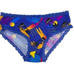Splendies Pastel Abstract Beachy Vibe Print Lace Trim Panty Womens Size Small